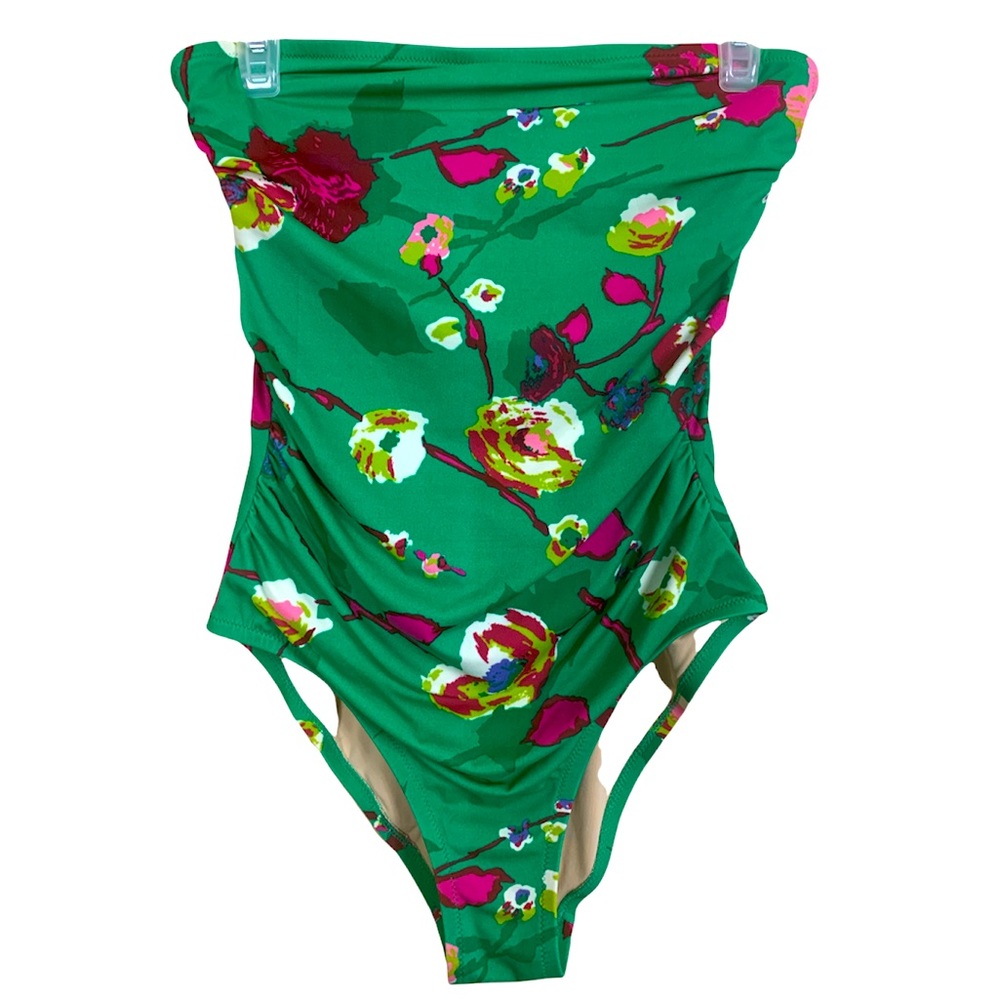J CREW| FLORAL STRAPLESS SWIMSUIT SIZE S